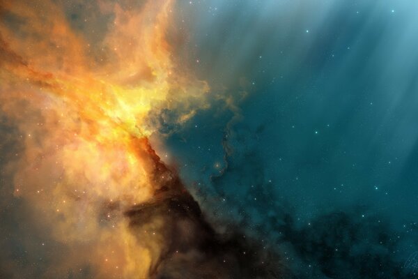 Increíble vista de la nebulosa a la luz de los rayos