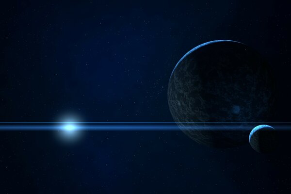 Grafika kosmosu świecąca planeta w odległym kosmosie