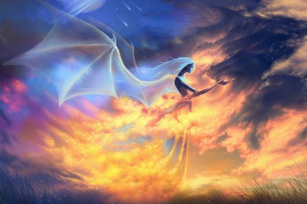Kobieta Anioł ze skrzydłami Smoka