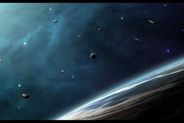 Image of planets in space on a dark background