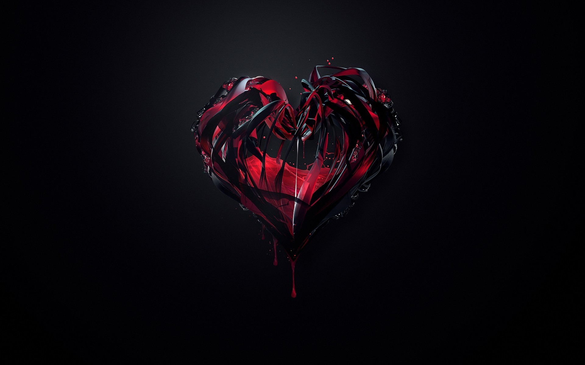 romanticismo cuore sfondo nero simbolo grafica 3d sangue