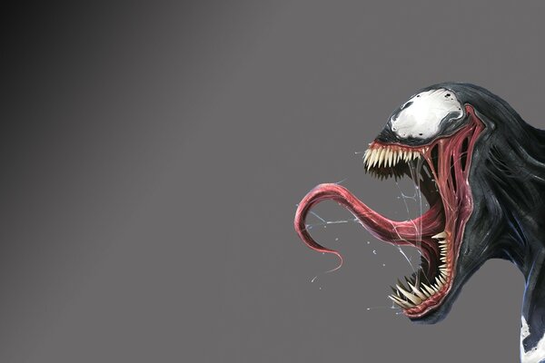 Profilo di Venom su sfondo grigio