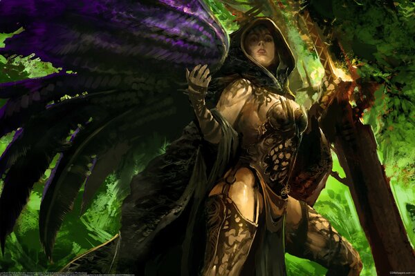 Fantasy image with wings and big breasts