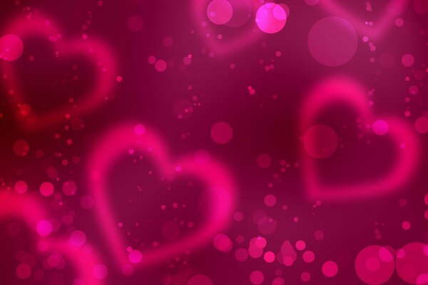 Розовые романтические сердечки и кружочки
