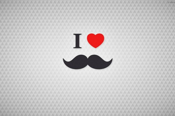 Funny illustration with a heart and a mustache