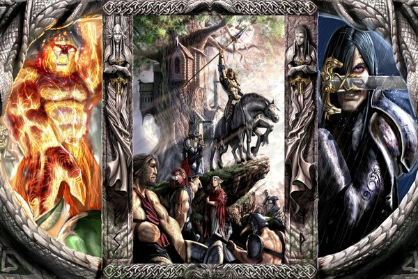 Warriors, valhala, triptych wallpaper