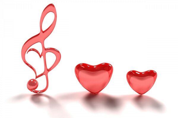 Red hearts and treble clef