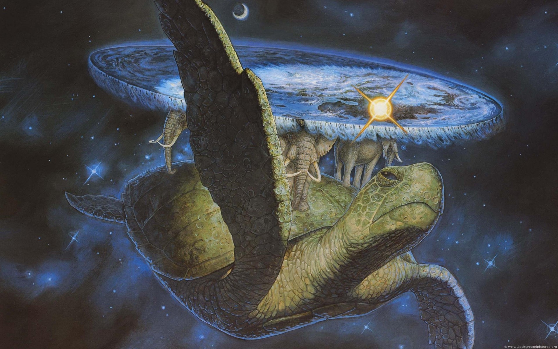 flat world by terry pratchett turtle elephants space fantasy