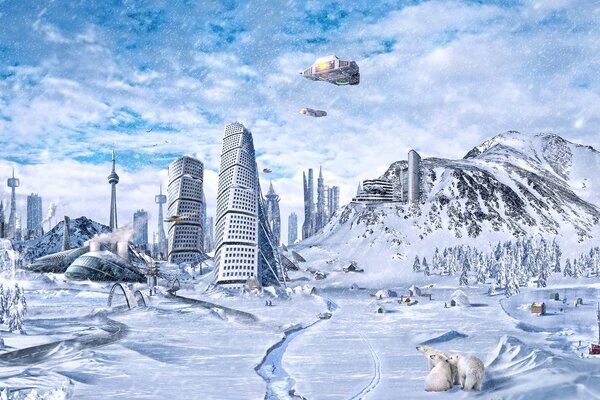 Città ghiacciata dopo la fine del mondo