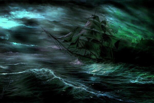 Art wallpaper ghost ship