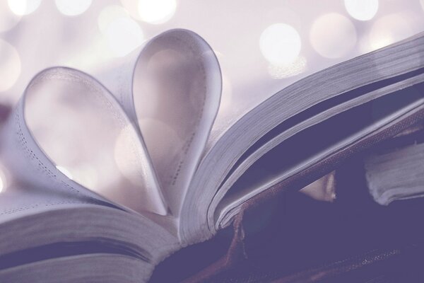 Pages in a book folded with a heart