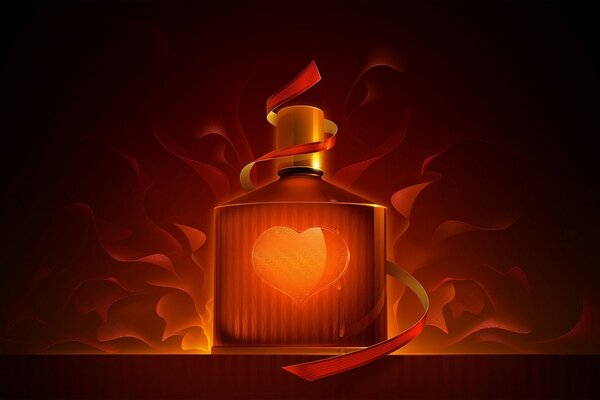Bright red perfume with a love theme