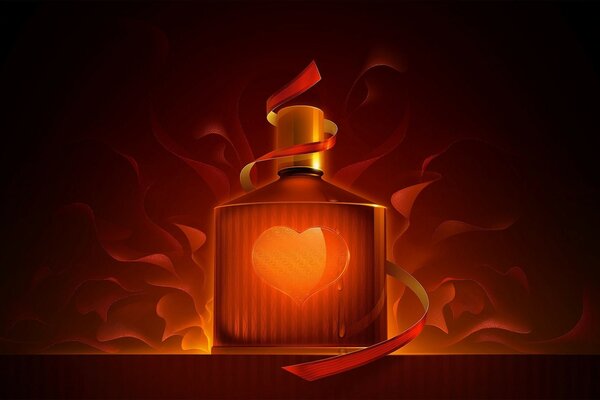 Profumo rosso brillante con un tema d amore