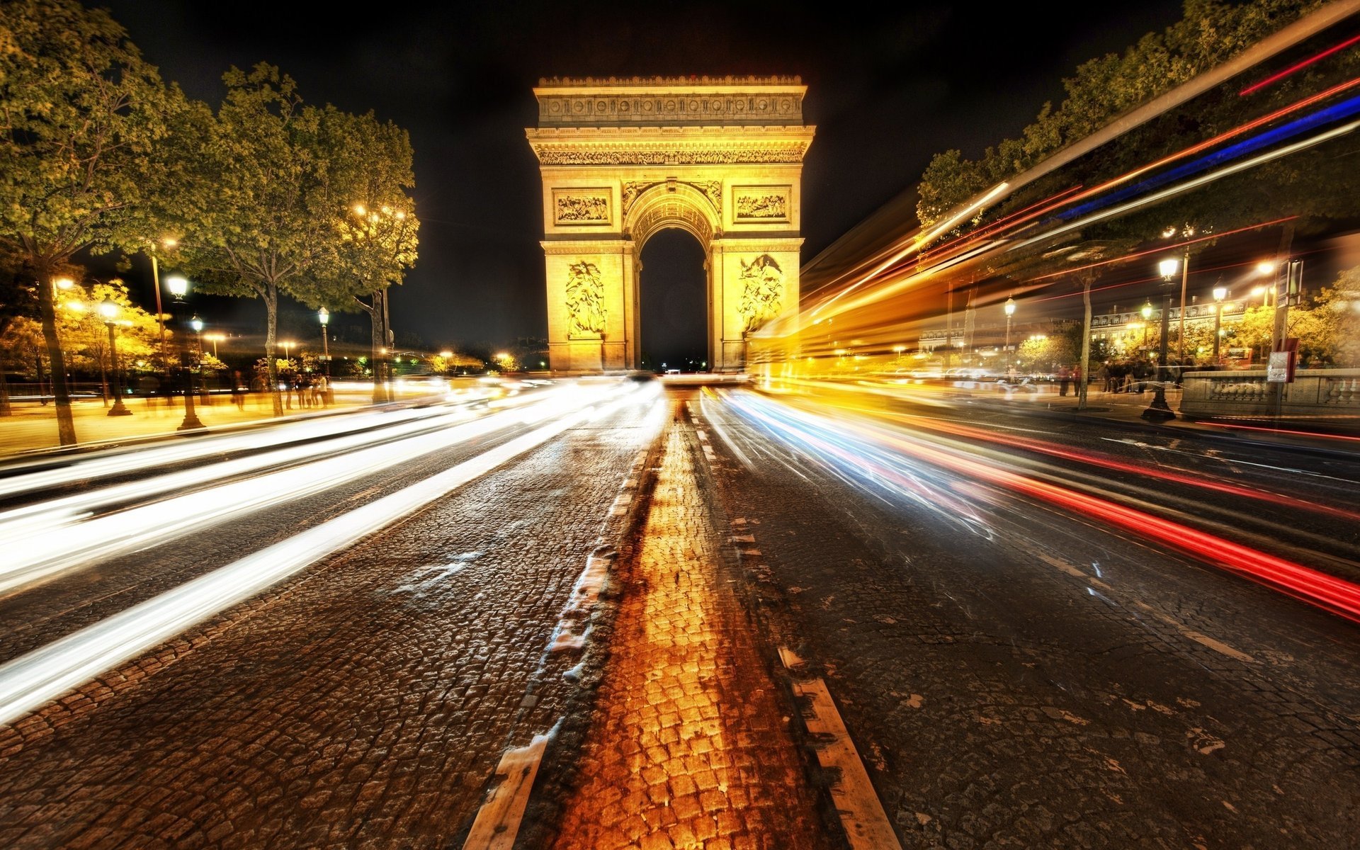 noche arc de triomphe paris parís france francia