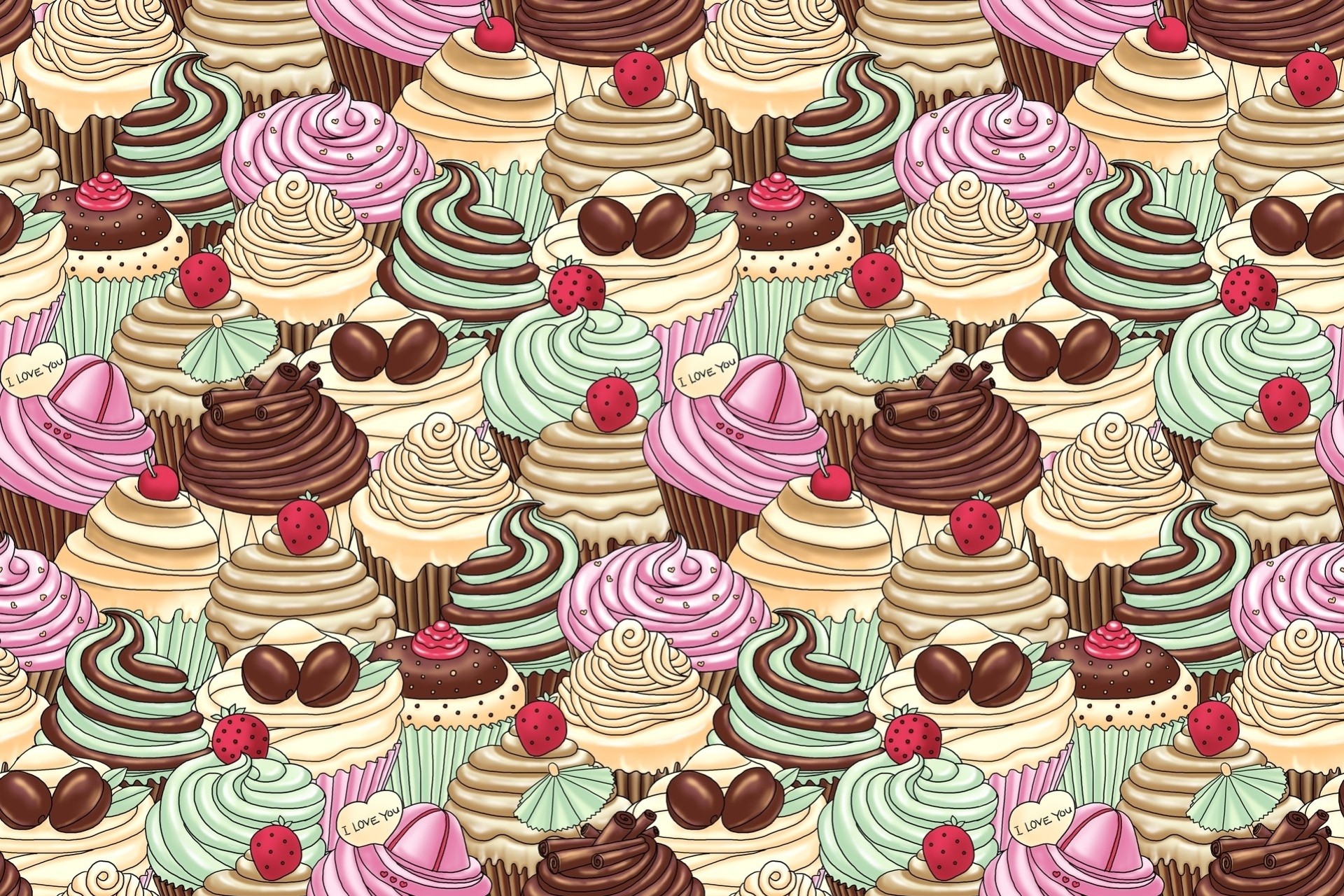 multicolore cupcakes illustration alimentaire modèle