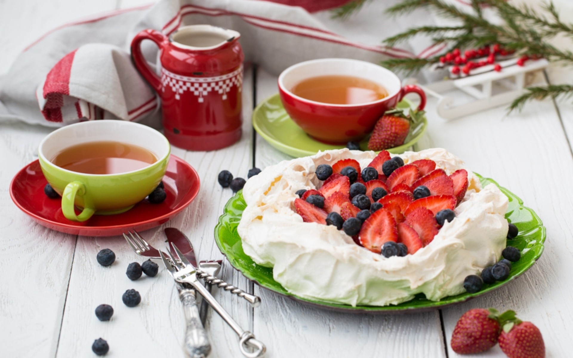 crema beber manzanas comida postre arándanos té