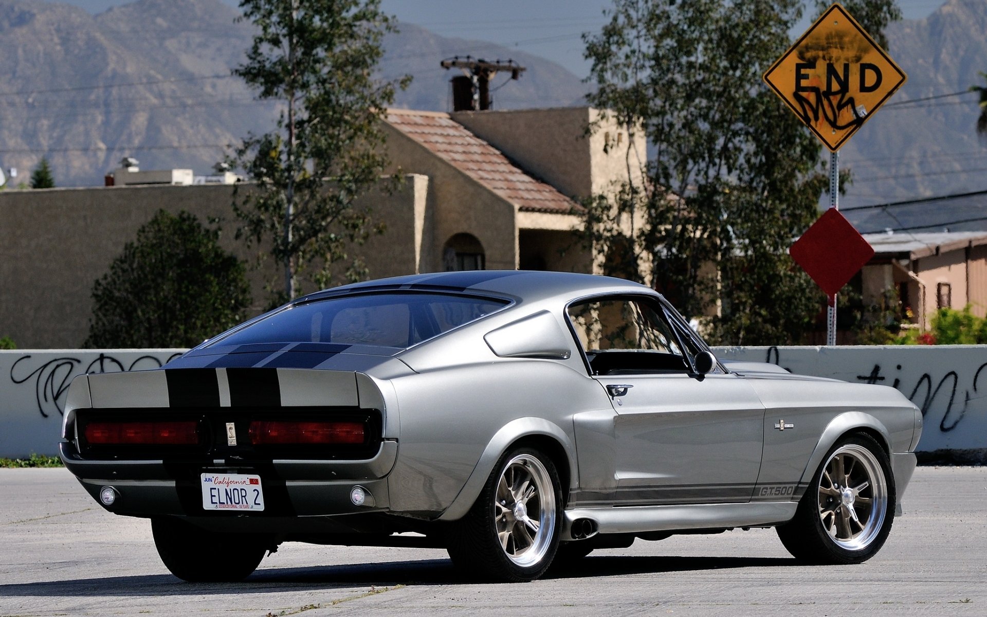 ford mustang gt500 eleanor eleanor muskelauto muskelauto rückansicht zeichen hintergrund