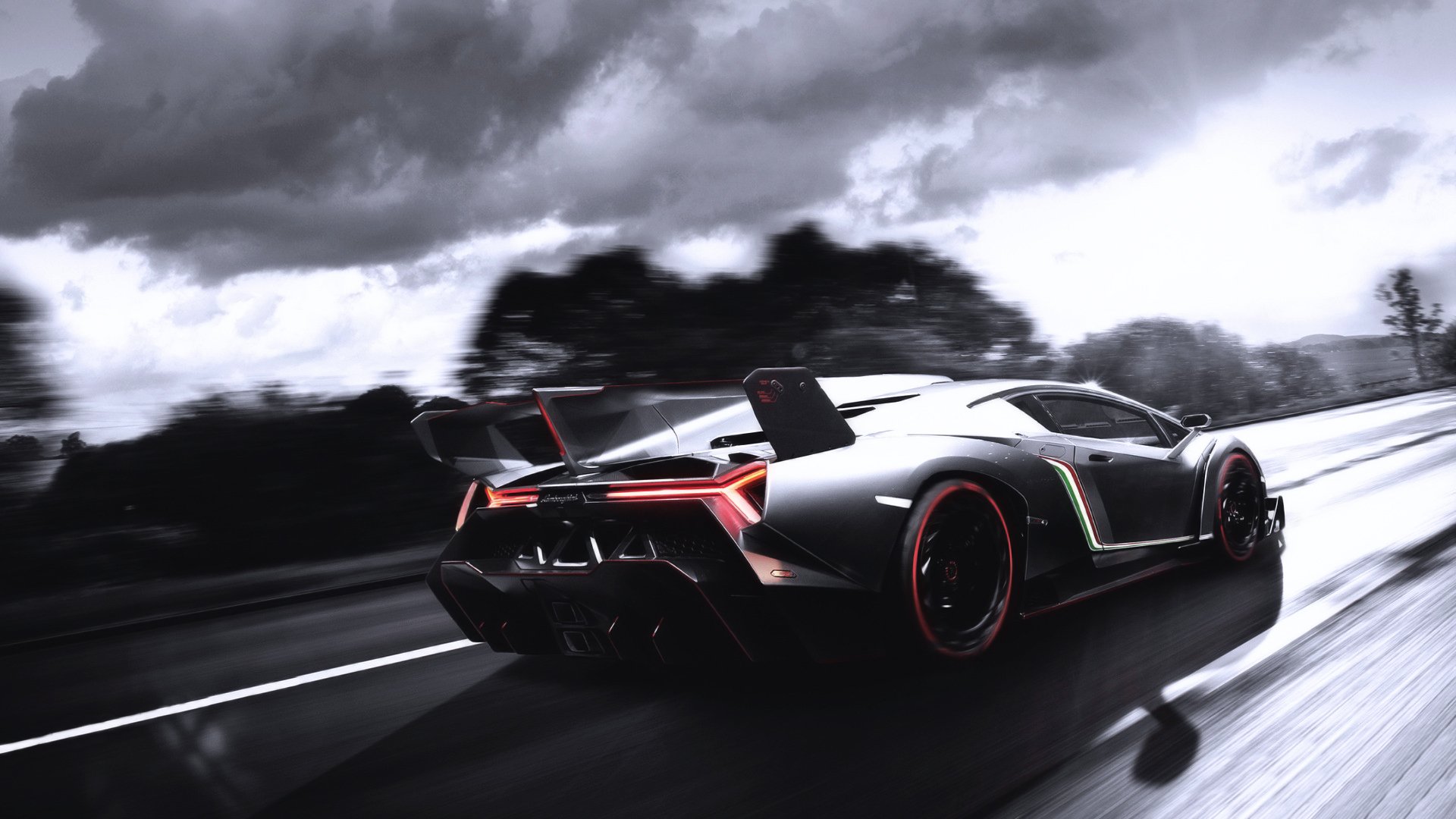 lamborghini veneno supercar poison car machine in motion shadow road highlight sun