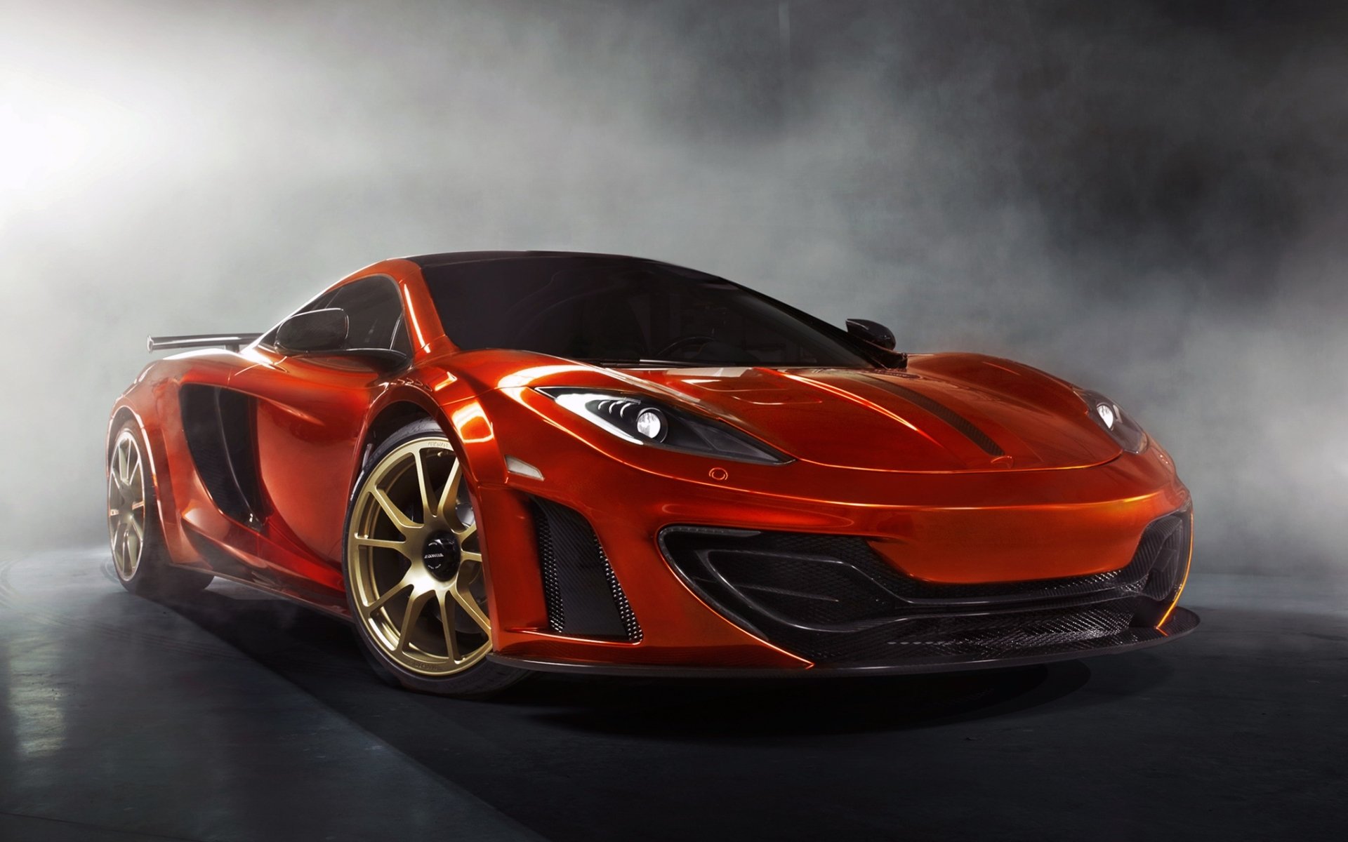 mansory mclaren mp4-12c mclaren superdeportivo naranja delantero tuning humo fondo