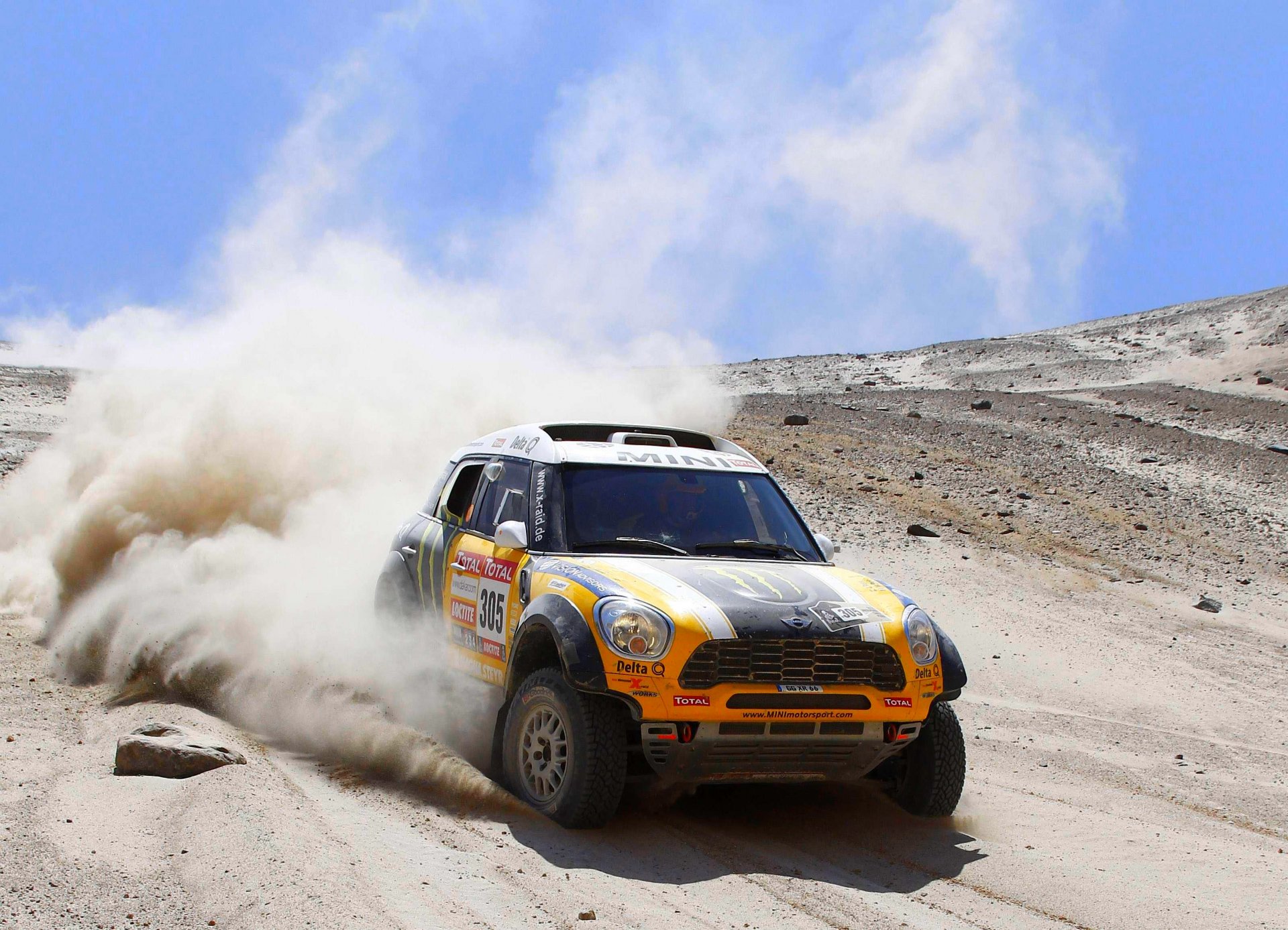 mini cooper mini mini cooper dakar rally x-raid giallo polvere anteriore sabbia calore giorno