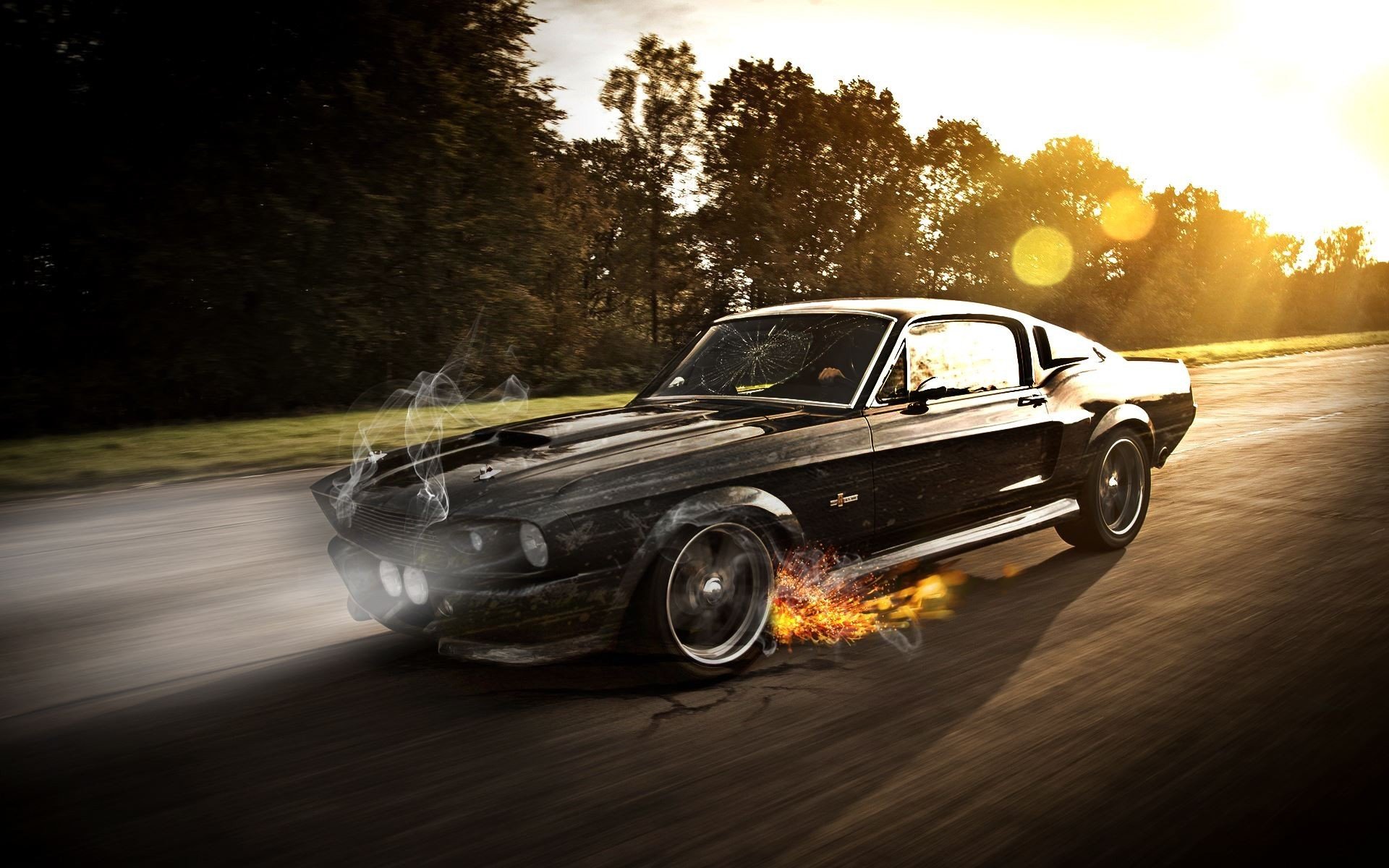 ford mustang shelby gt350 ford machine smoke fire spark