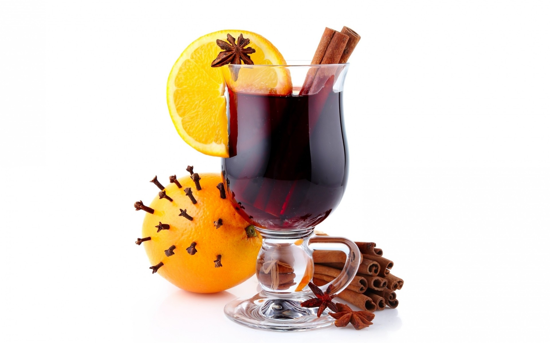 anise citrus mulled wine carnation fruits orange spices glass drinking cinnamon