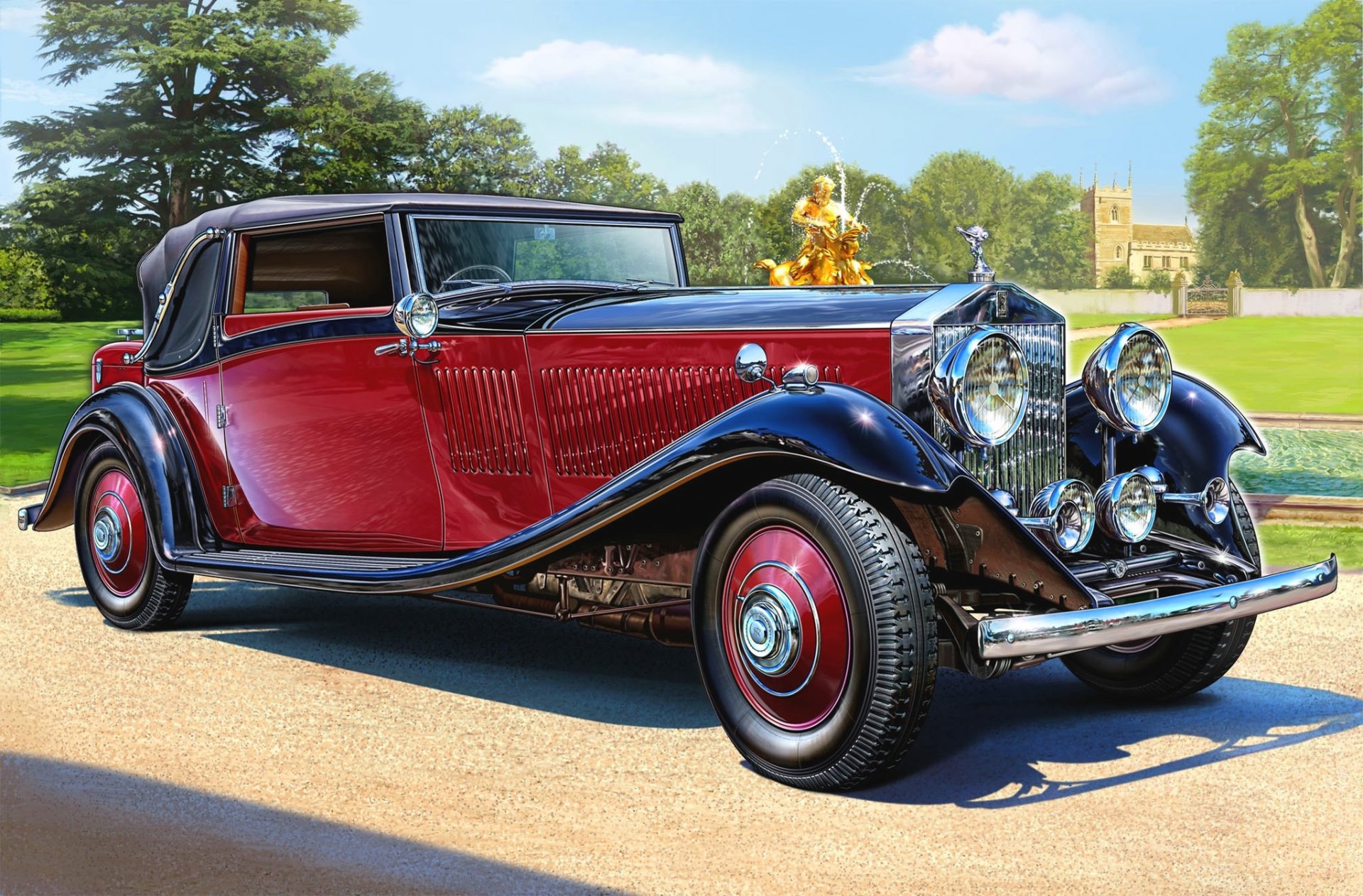 art rolls-royce phantom ii continental 1934 unique all-weather convertible sporty 4-seater body had better handling power engine 100-120 hp maximum speed 145 km-h became iconic car for company model