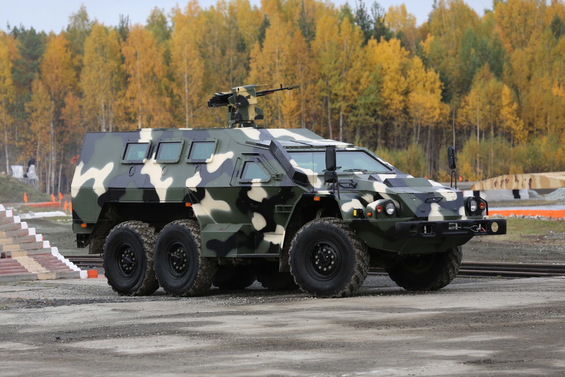 ba-60k2 bulat on base kamaz-5350 special armored car with combat module designed to transport protect personnel personnel installation various weapons equipment training ground exercises russia