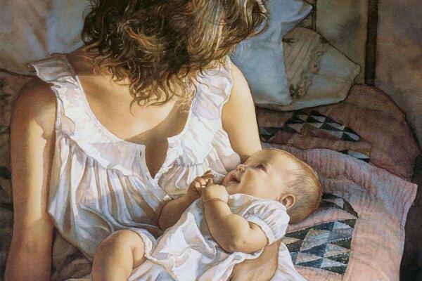 Tenerezza della madre e del bambino, immagine artistica