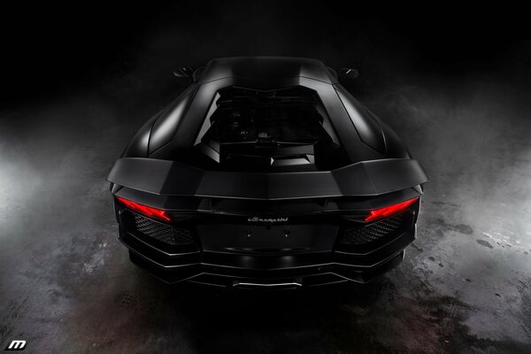 Black matte Lamborghini aventador rear photo