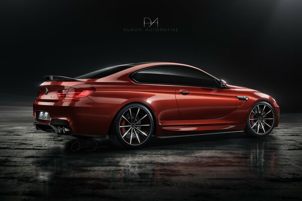 Roter bmw m6 auf dunklem neutralem Hintergrund