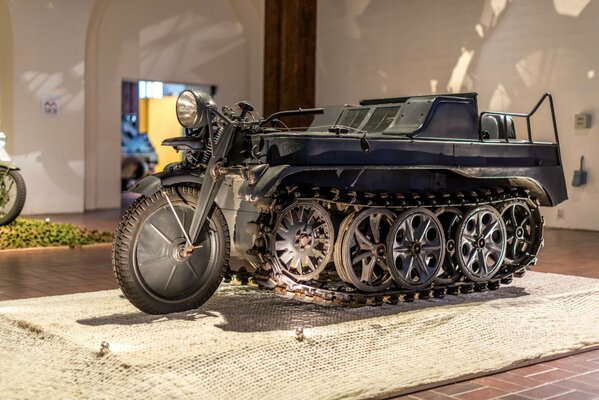 A half-track motorcycle from the Second World War in the museum