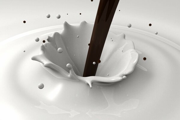 Струя шоколада в молоке