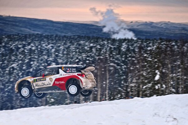 Citroen participates in winter rally competitions. How he famously hung in the air
