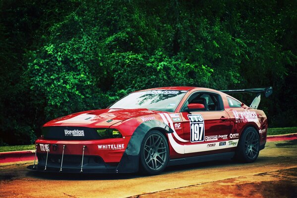 Red Ford Mustang gt car