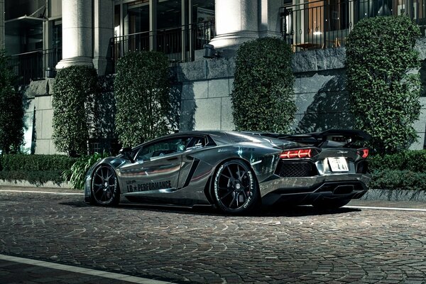 Lamborghini aventador LP700-4 at the castle walls