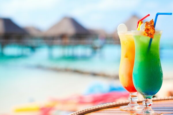 Cocktail drinks on the beach