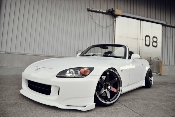 Japanese white honda s2000 convertible