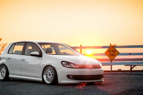 Volkswagen golf at sunset