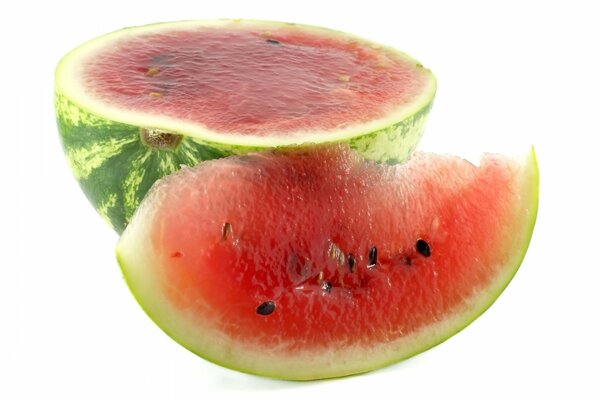 Ripe watermelon on a white background