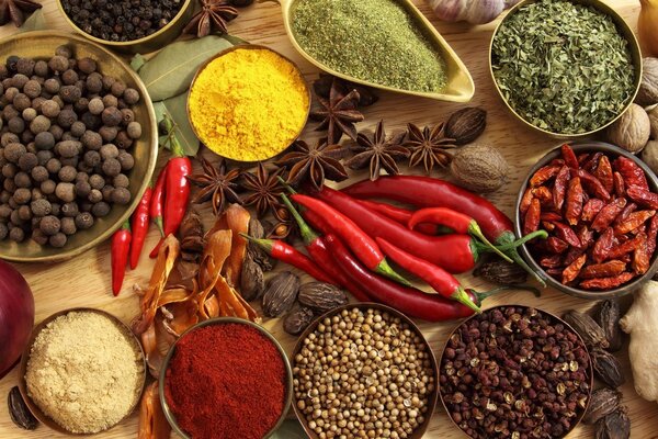 All kinds of spices in a beautiful composition