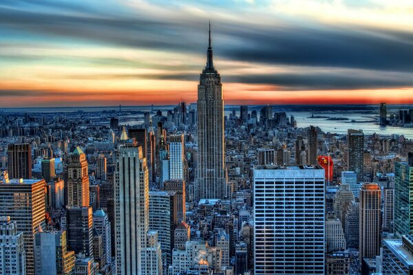 Skyscrapers of America at sunset