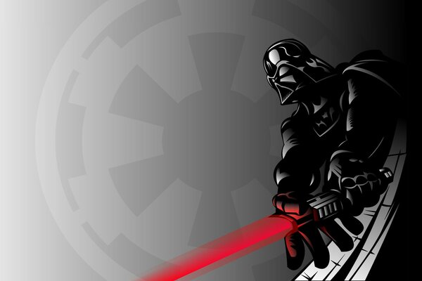 Vector concise image of Darth Vader with a fantastic sword