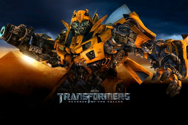 The poster of the movie transformers with the image of one of them