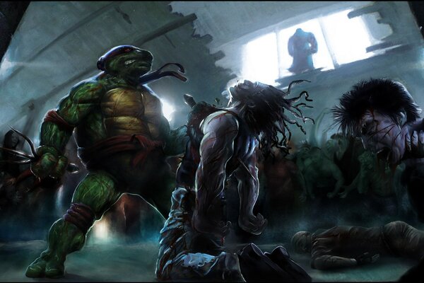 Teenage Mutant Ninja Turtles are fighting the enemy