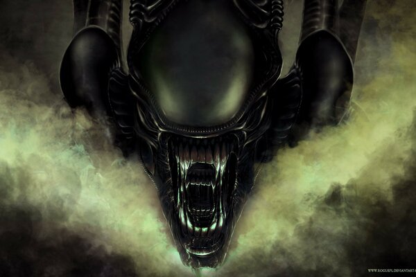 Alien se encuentra en el humo de los extraterrestres