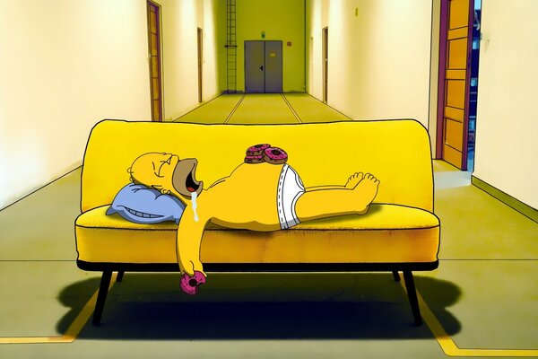 Homer in the Hallway from The Simpsons cartoon
