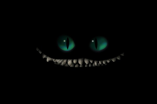 The wide smile of the cartoon Cheshire cat