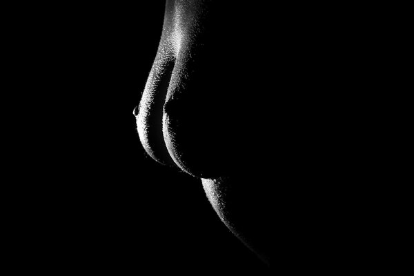 Photo en noir et blanc de seins féminins nus