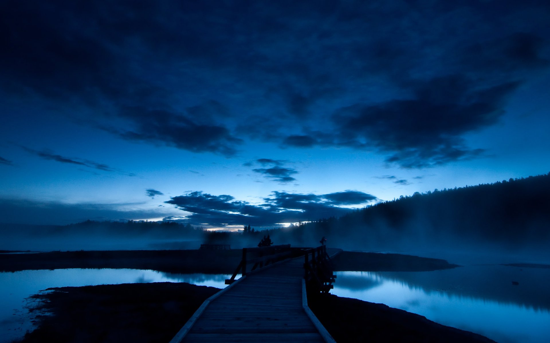 landschaft nacht brücke blau himmel wasser